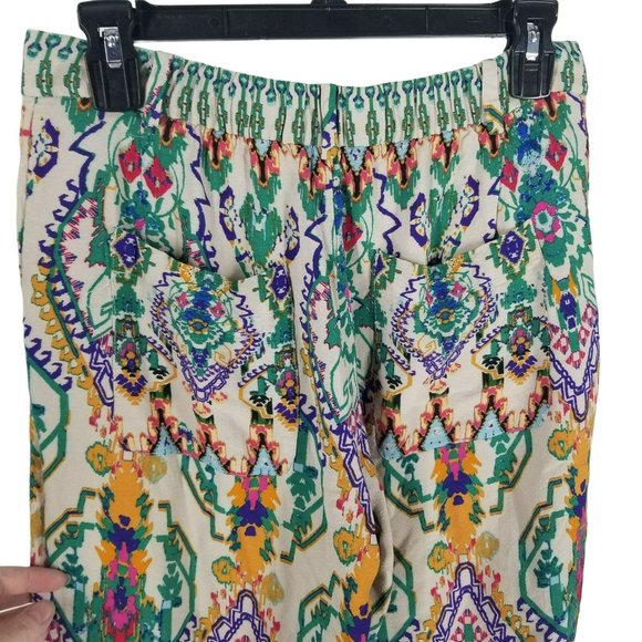 Zara Printed Flare Trousers Boho Multicolor Teal Orange Purple Ikat Blogger Fave - Picture 10 of 10